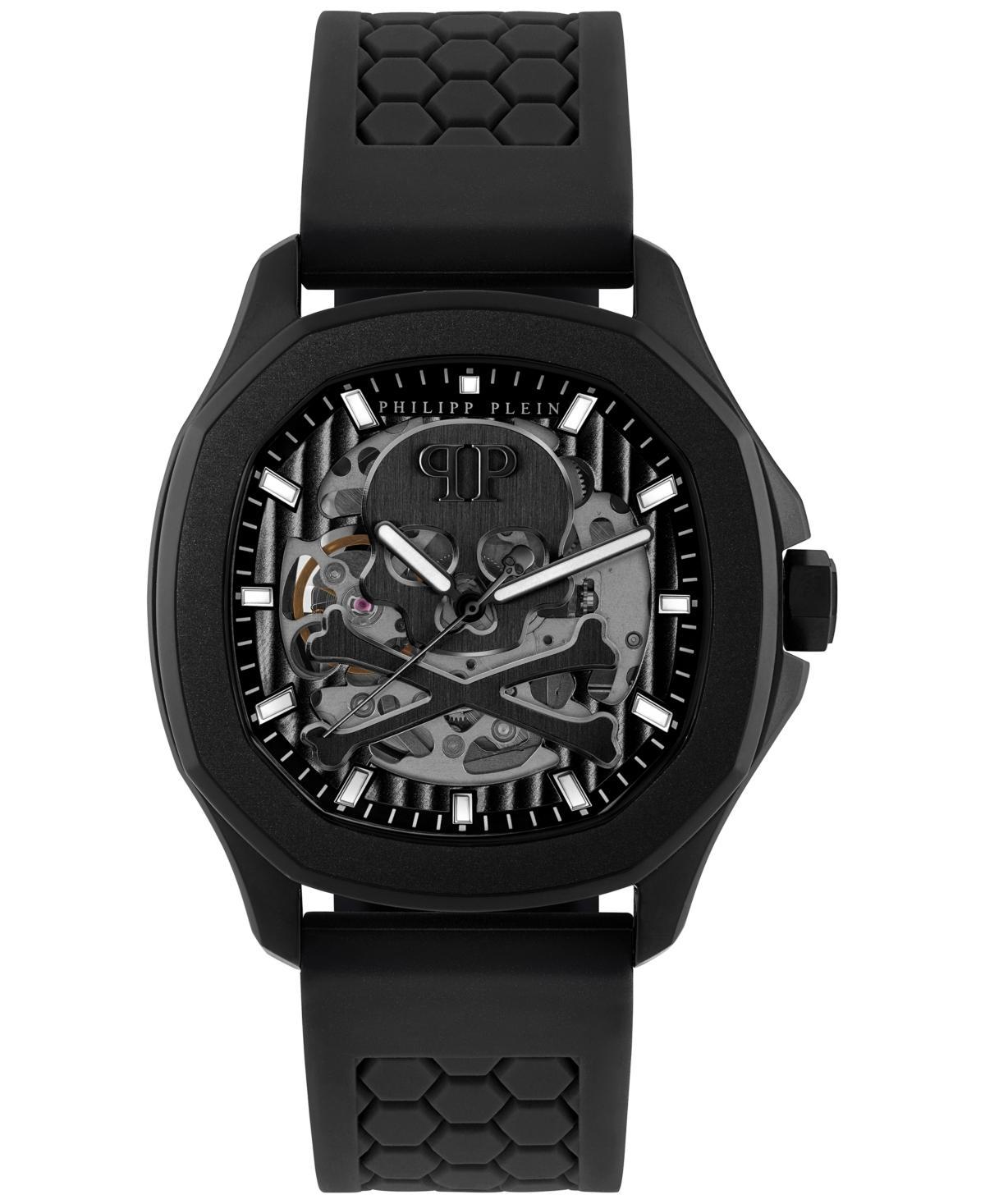 Philipp Plein Mens Automatic Skeleton Spectre Black Silicone Strap Watch 42mm Product Image