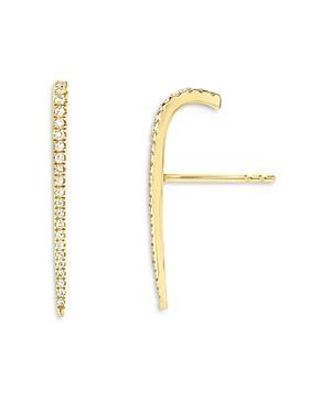 Zoe Lev Womens Diamond Curved Bar Earrings in Gold Product Image