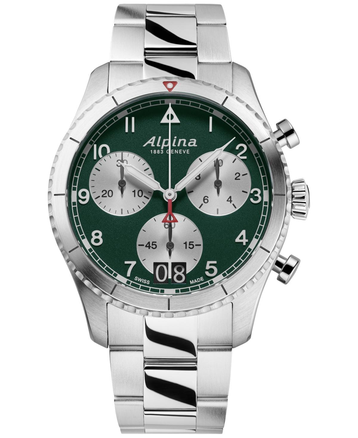 Alpina Mens Swiss Chronograph Startimer Stainless Steel Strap Bracelet Watch 41mm Product Image