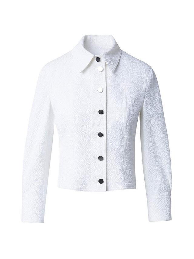 Womens Cotton-Blend Seersucker Crop Jacket Product Image