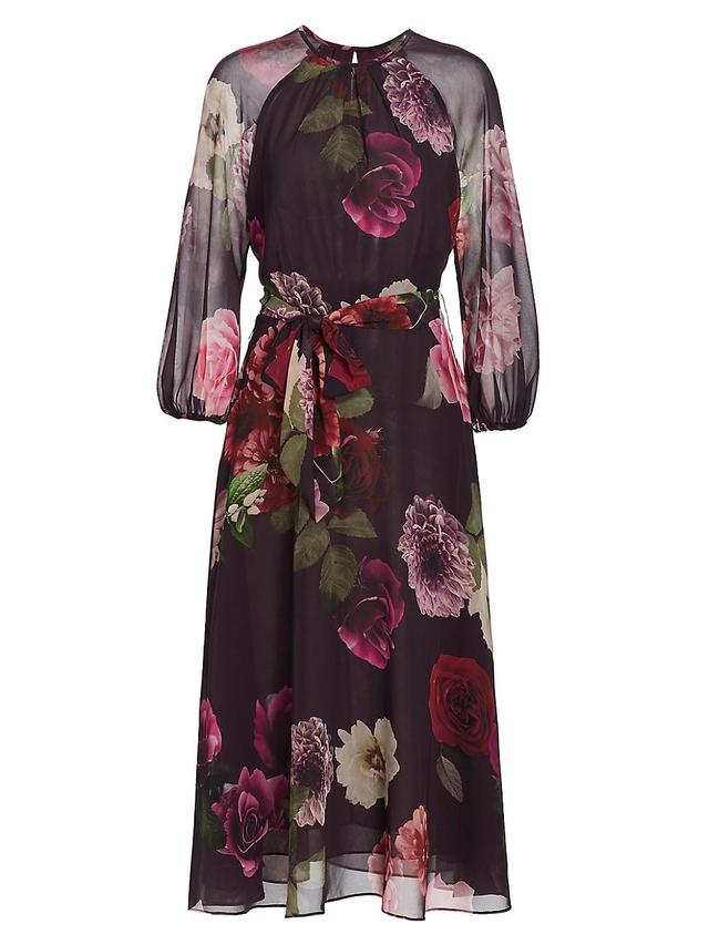 Womens Floral Chiffon Cocktail Dress Product Image