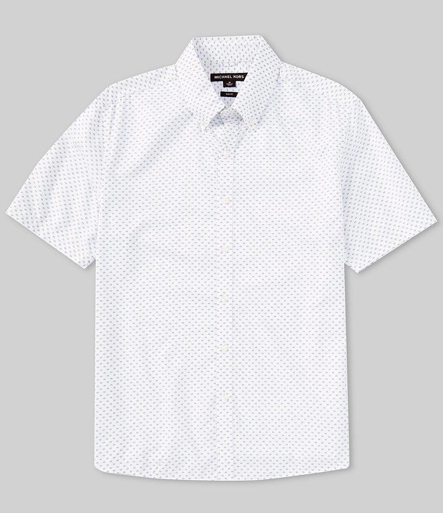 Michael Kors Slim Fit Bow Tie Print Short Sleeve Woven Shirt Product Image