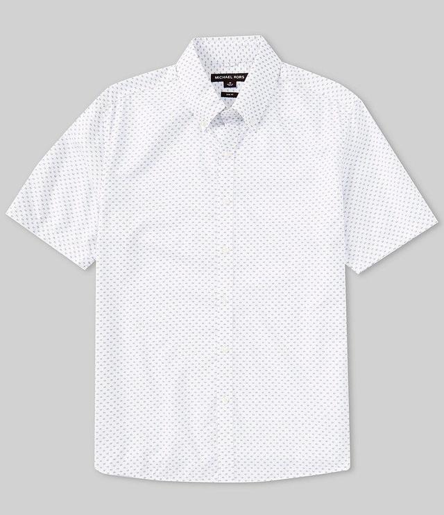 Michael Kors Slim Fit Bow Tie Print Short Sleeve Woven Shirt Product Image