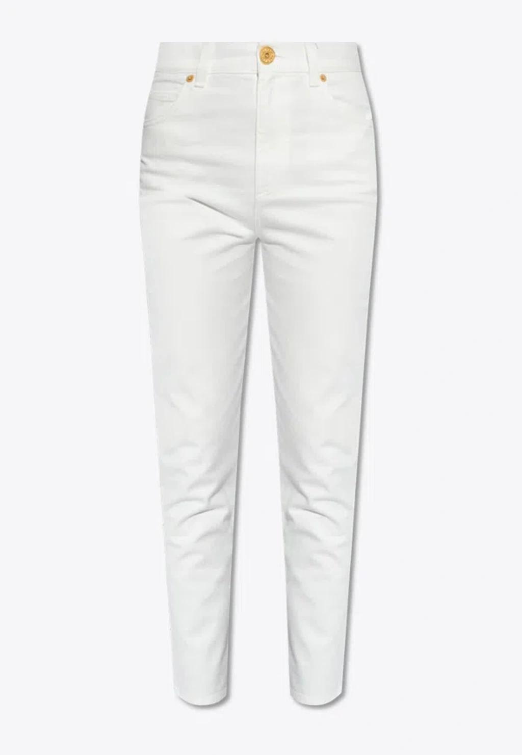 BALMAIN Stretch Cotton Denim Jeans In White Product Image