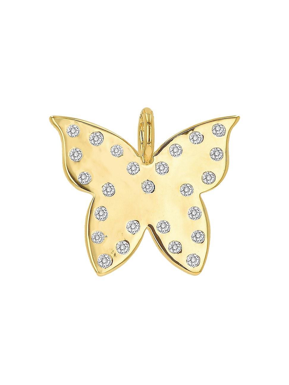 Womens 14K Yellow Gold & .25 TCW Diamond Butterfly Charm Pendant Product Image