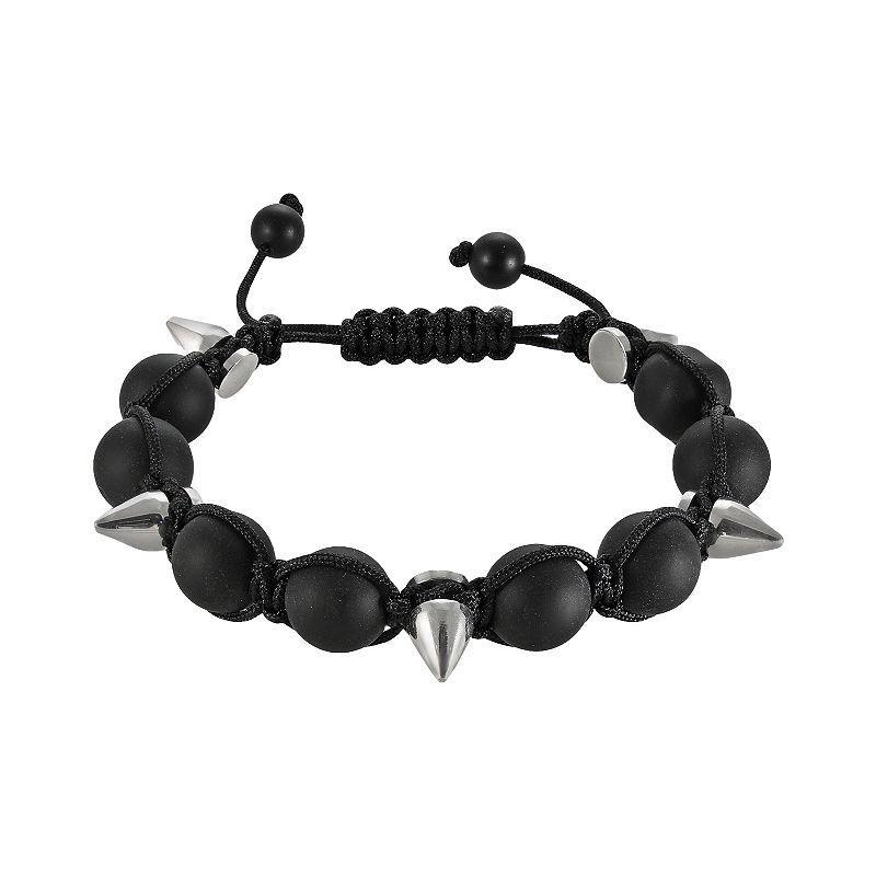 Stainless Steel Hematite Bead Slipknot Bracelet - Men, Mens Grey Product Image