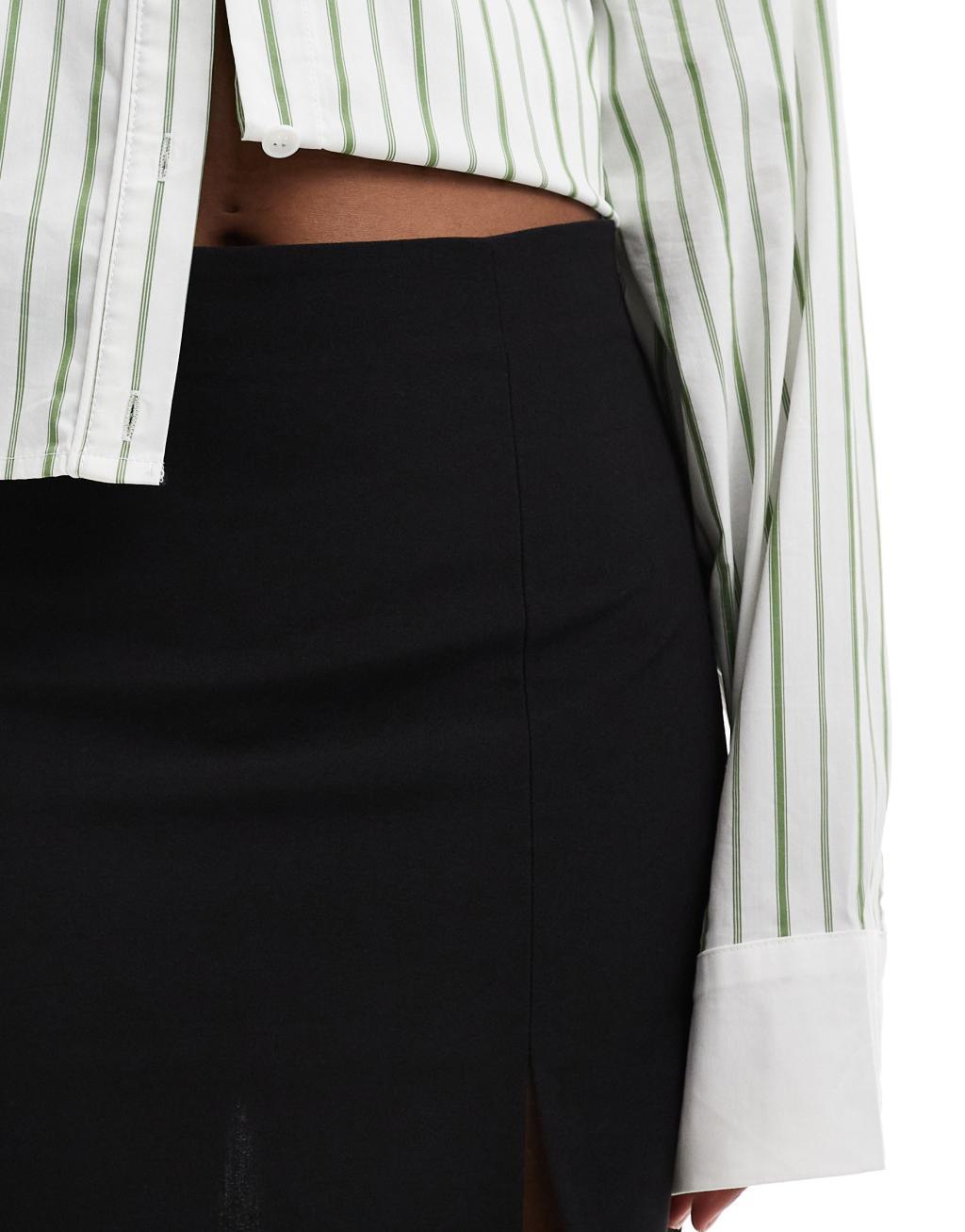 ASOS DESIGN bengaline mini skirt with split detail in black Product Image