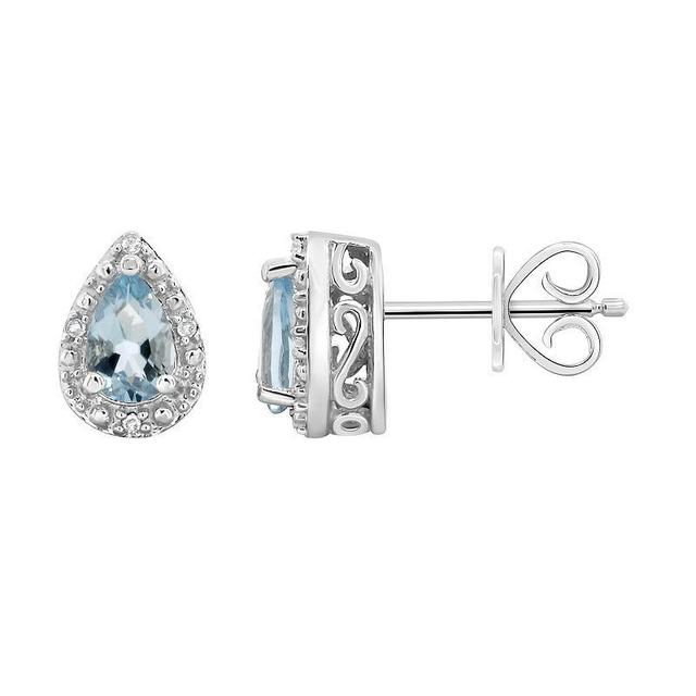 Gemstone and Diamond Accent Stud Earrings in Sterling Silver Product Image