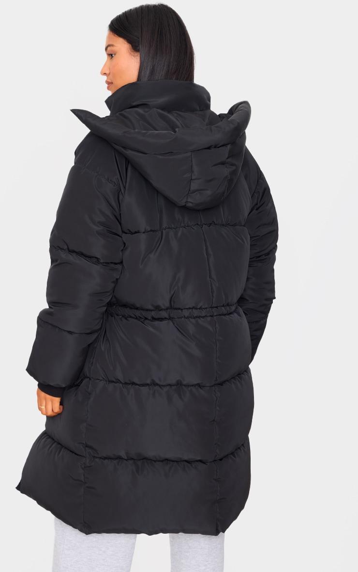 Tall Black Longline Oversized Puffer Coat Product Image