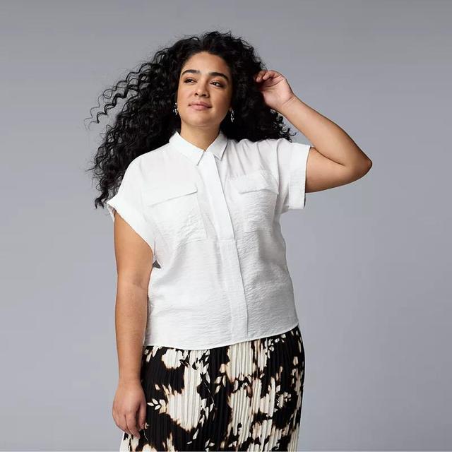 Plus Size Simply Vera Vera Wang Short Sleeve Shirt, Womens Product Image