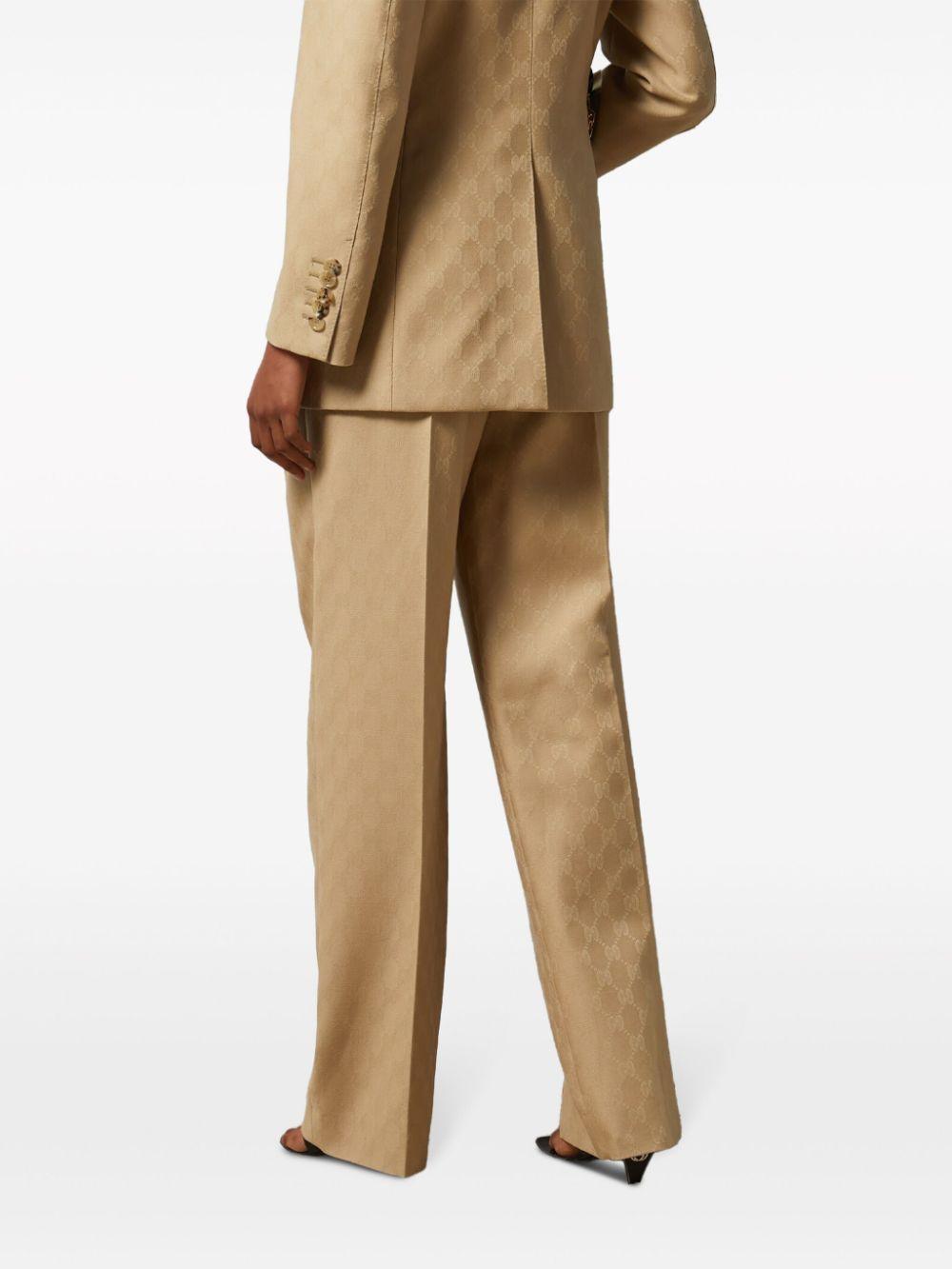 Gg Tailored Wool Trousers In Beige Product Image