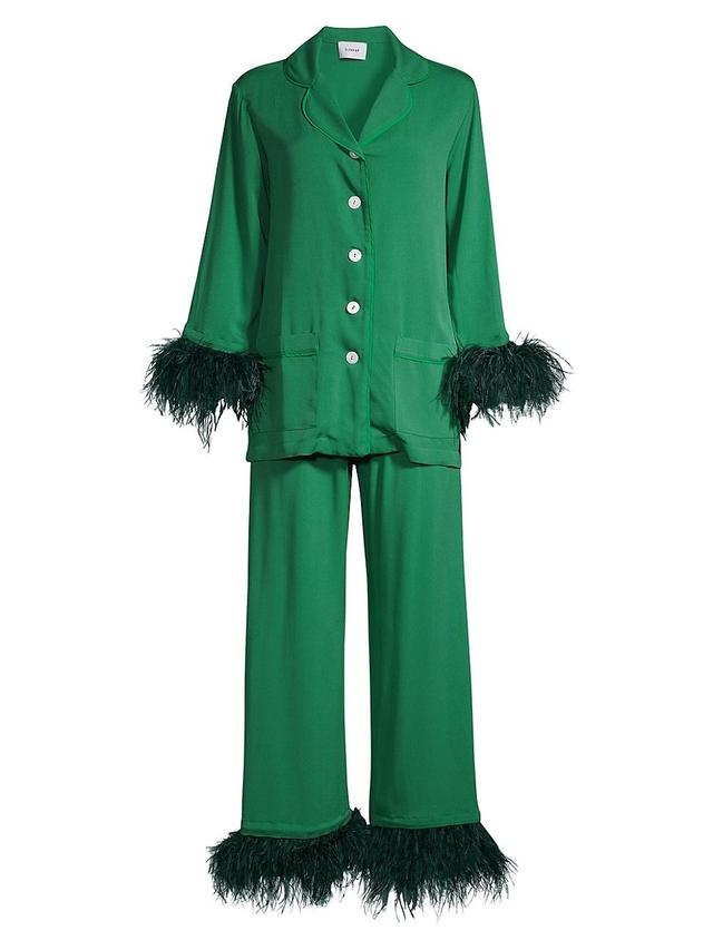 Womens Party Feather-Embellished Pajama Set Product Image