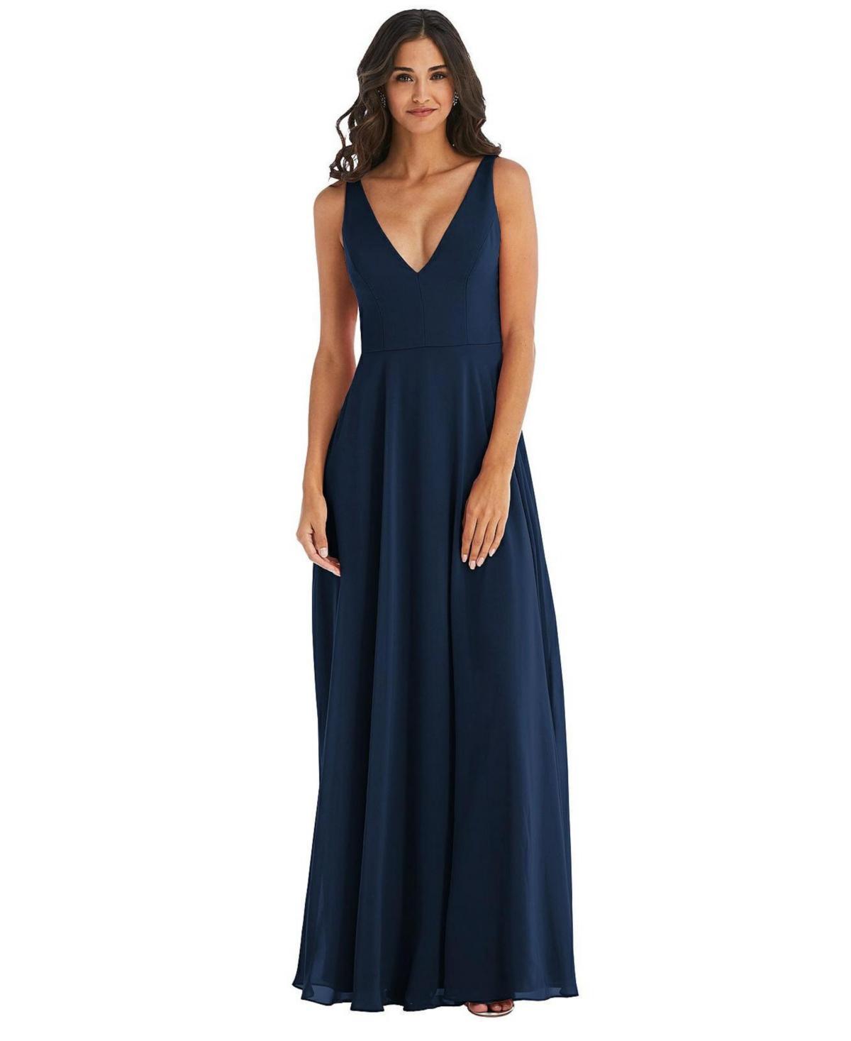 Womens Deep V-Neck Chiffon Maxi Dress Product Image