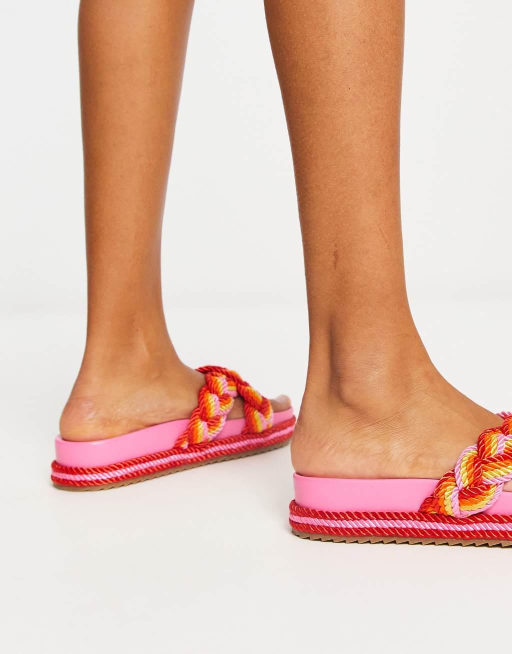 ASOS DESIGN Jasmine plaited espadrille footbed in gold Product Image