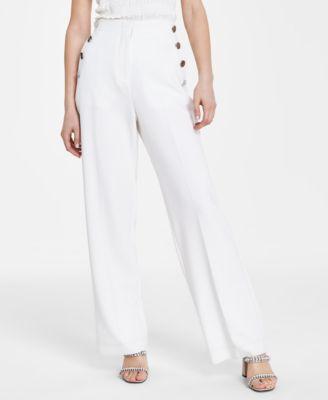 Women's Button-Trim Wide-Leg Pants Product Image