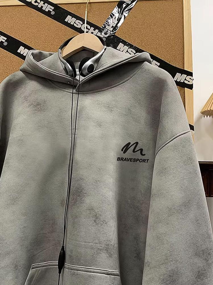 Lettering Washed Hoodie Product Image