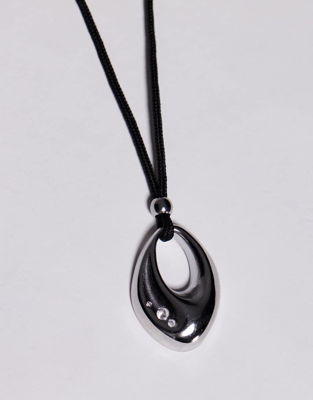 8 Other Reasons chunky pendant cord necklace in rhodium plated Product Image