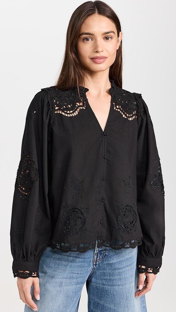 Sea Edith Embroidery Long Sleeve Top | Shopbop Product Image