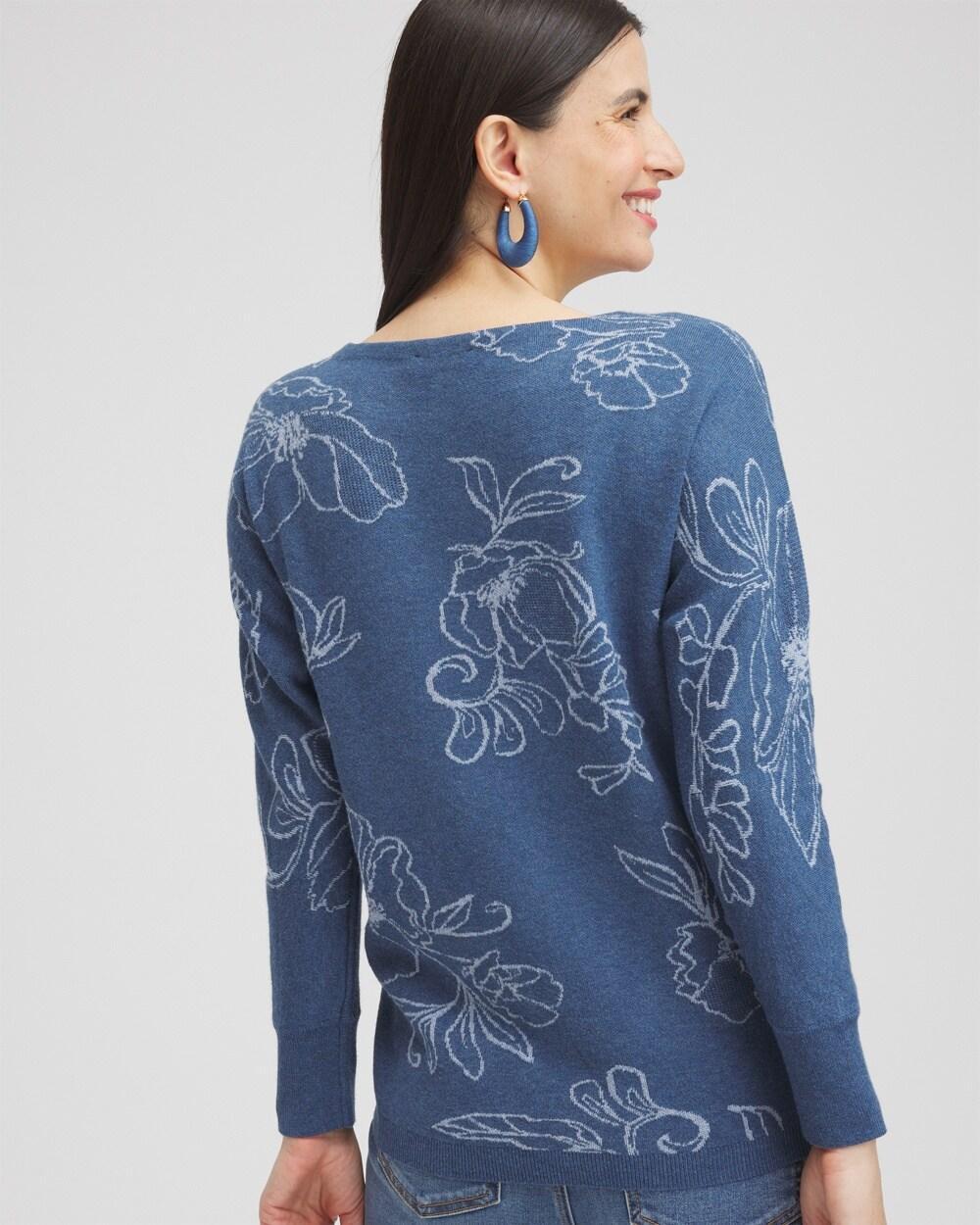 Faux Denim Soutache Pullover Sweater Product Image