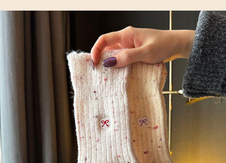 Set of 3 Pairs: Bow Embroidered Ribbed Socks Product Image