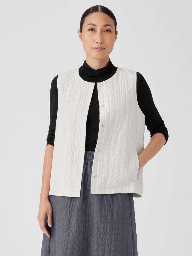 EILEEN FISHER Silk Habutai Quilted Vestfemale Product Image