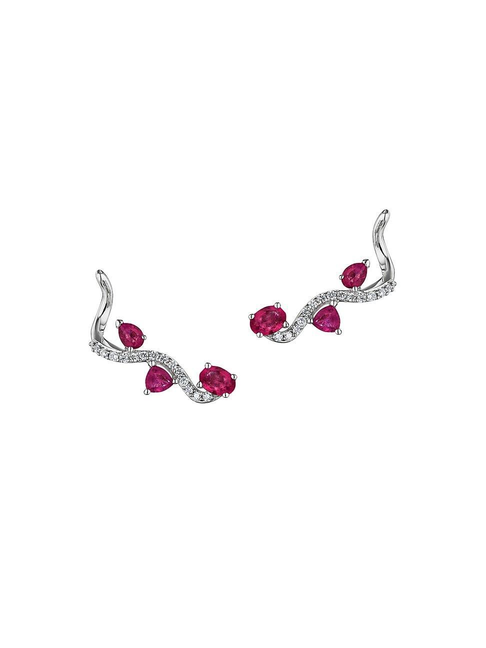 Womens Mirage 18K White Gold, Rubies & 0.27 TCW Diamond Earrings Product Image