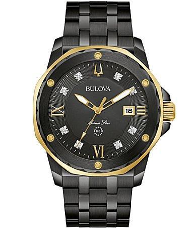 Men's Bulova Marine Star Diamond Accent Tri-Tone Watch with Black Dial (Model: 98D175) Product Image