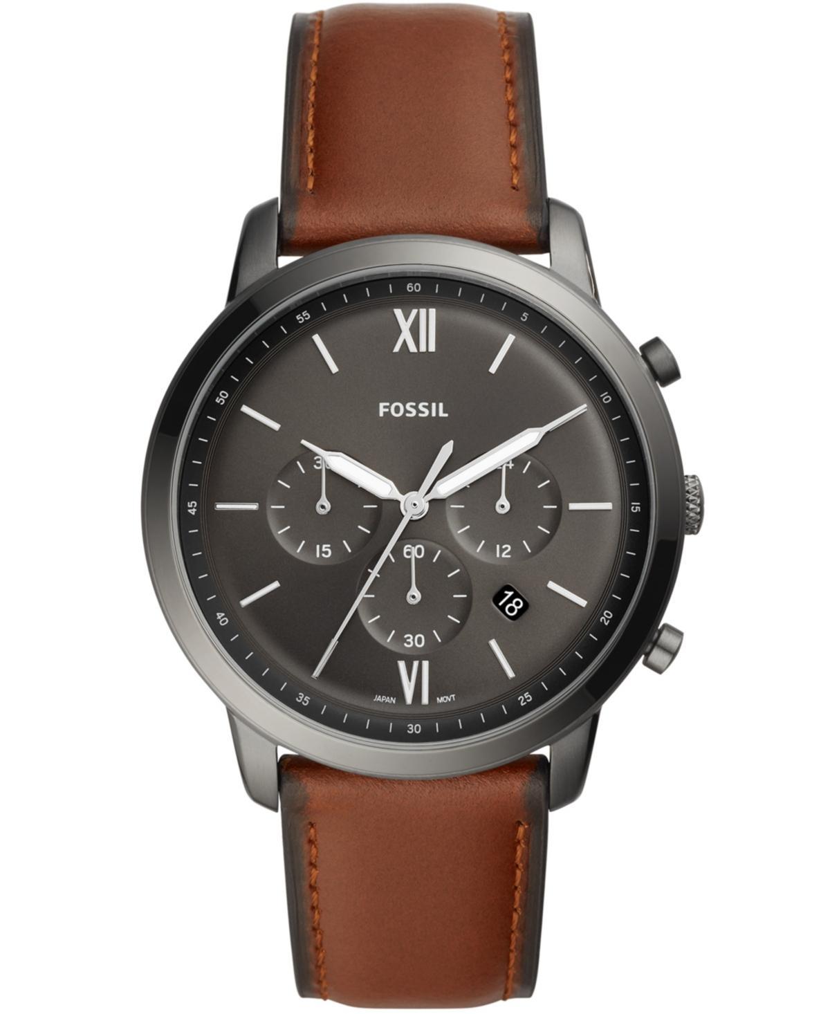 Fossil Mens Neutra Chronograph Brown Leather Strap Watch 44mm Product Image