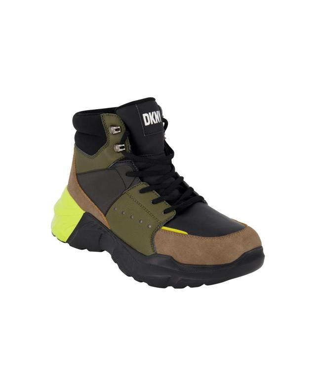 Dkny Mens Mixed Media Two Tone Lightweight Sole Hi Top Sneakers Product Image