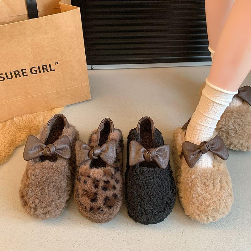 Bowknot Fleece Slip Ons Product Image