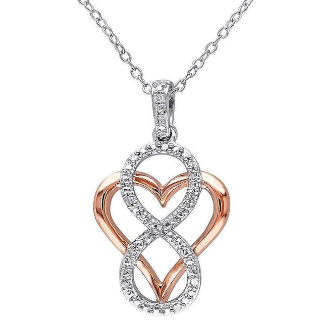 Stella Grace 2-Tone Silver Diamond Accent Infinity & Heart Pendant Necklace, Womens White Product Image