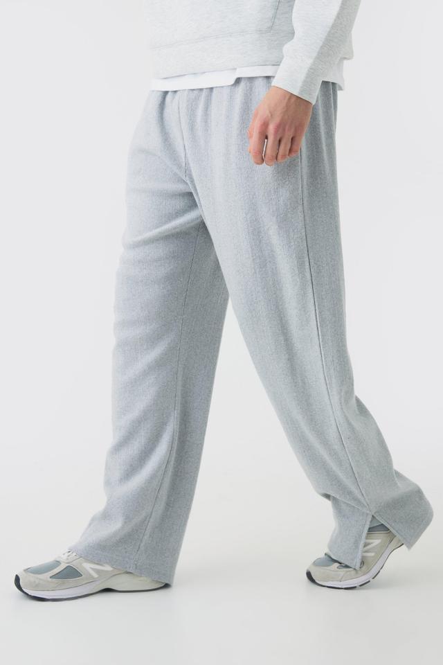 Relaxed Brushed Ottoman Rib Split Hem Sweatpants | boohooMAN USA Product Image