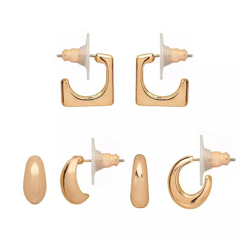 LC Lauren Conrad Gold Tone 3 Multi Hoop Earring Pack, Womens Product Image