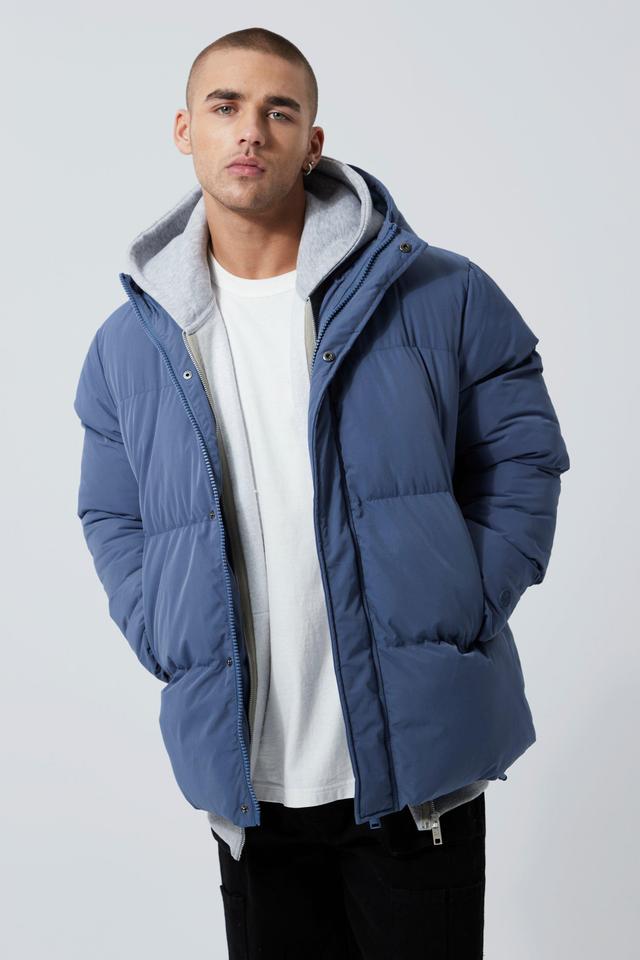 Concealed Placket Hooded Puffer | boohooMAN USA Product Image