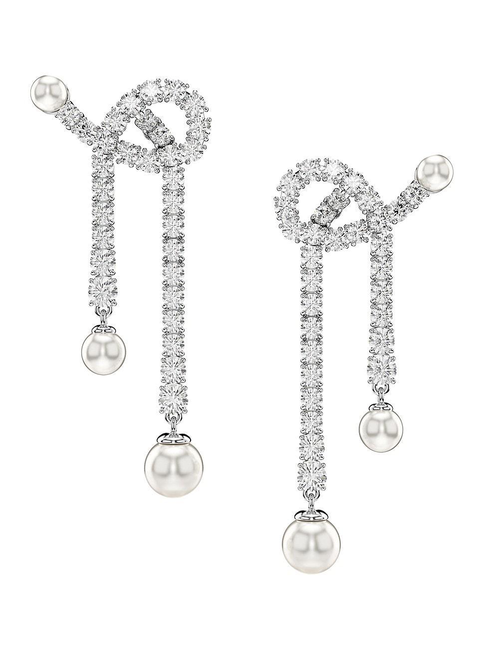 Womens Matrix Rhodium-Plated, Imitation Pearl & Crystal Drop Earrings Product Image