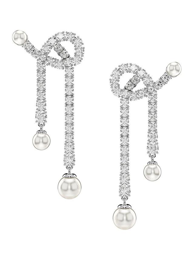 Womens Matrix Rhodium-Plated, Imitation Pearl & Crystal Drop Earrings Product Image