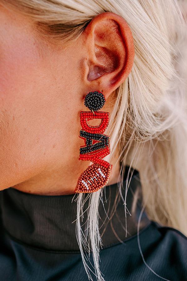 Game Day Beaded Earrings In Red Product Image