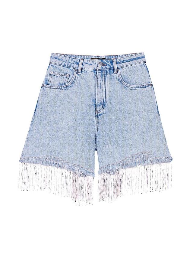 Womens Rhinestone Denim Shorts Product Image