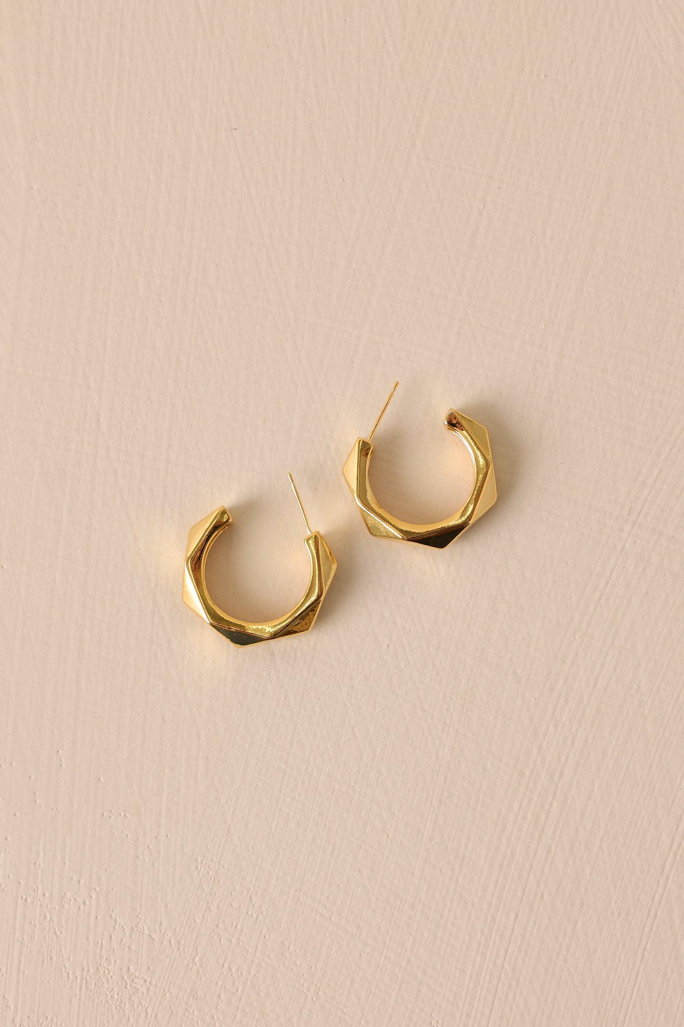 Lustrous Charm Gold Geometric Hoop Earrings Product Image