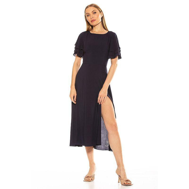 Womens ALEXIA ADMOR Lilia Ruffle-Sleeve Midi Dress Product Image