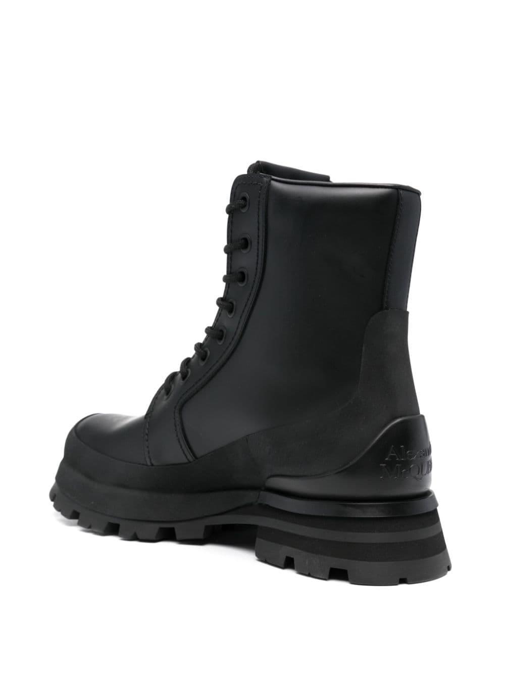 Lace-up Leather Boots In Black Product Image