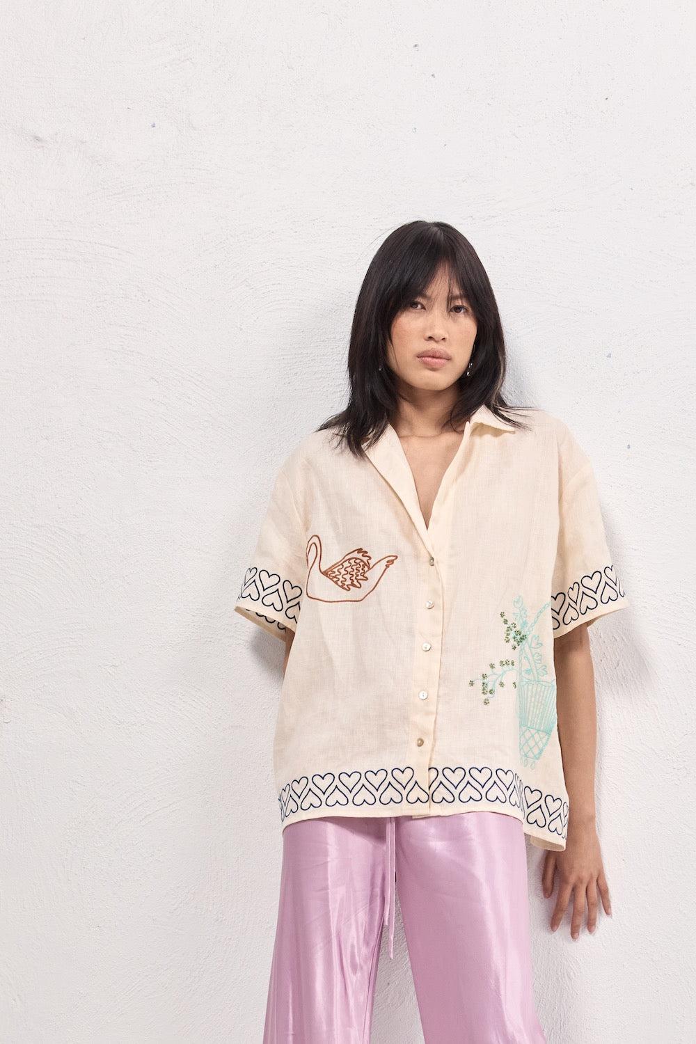 Natalia Linen Shirt Cream Product Image