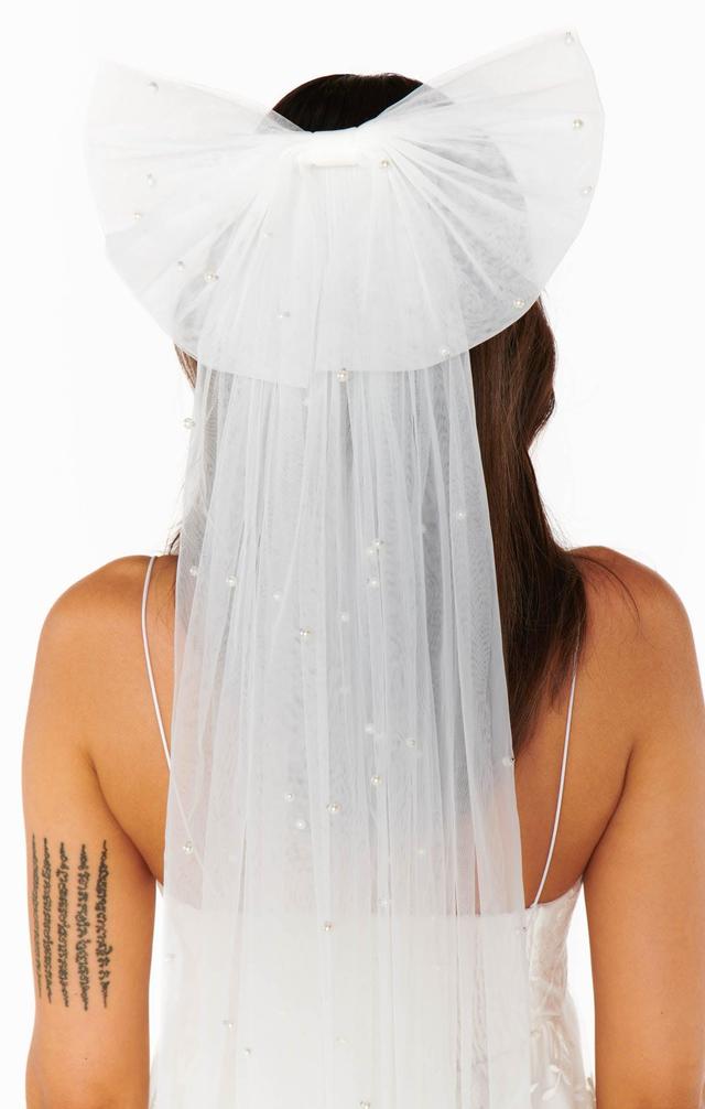 Pearl Bow Veil ~ White Product Image