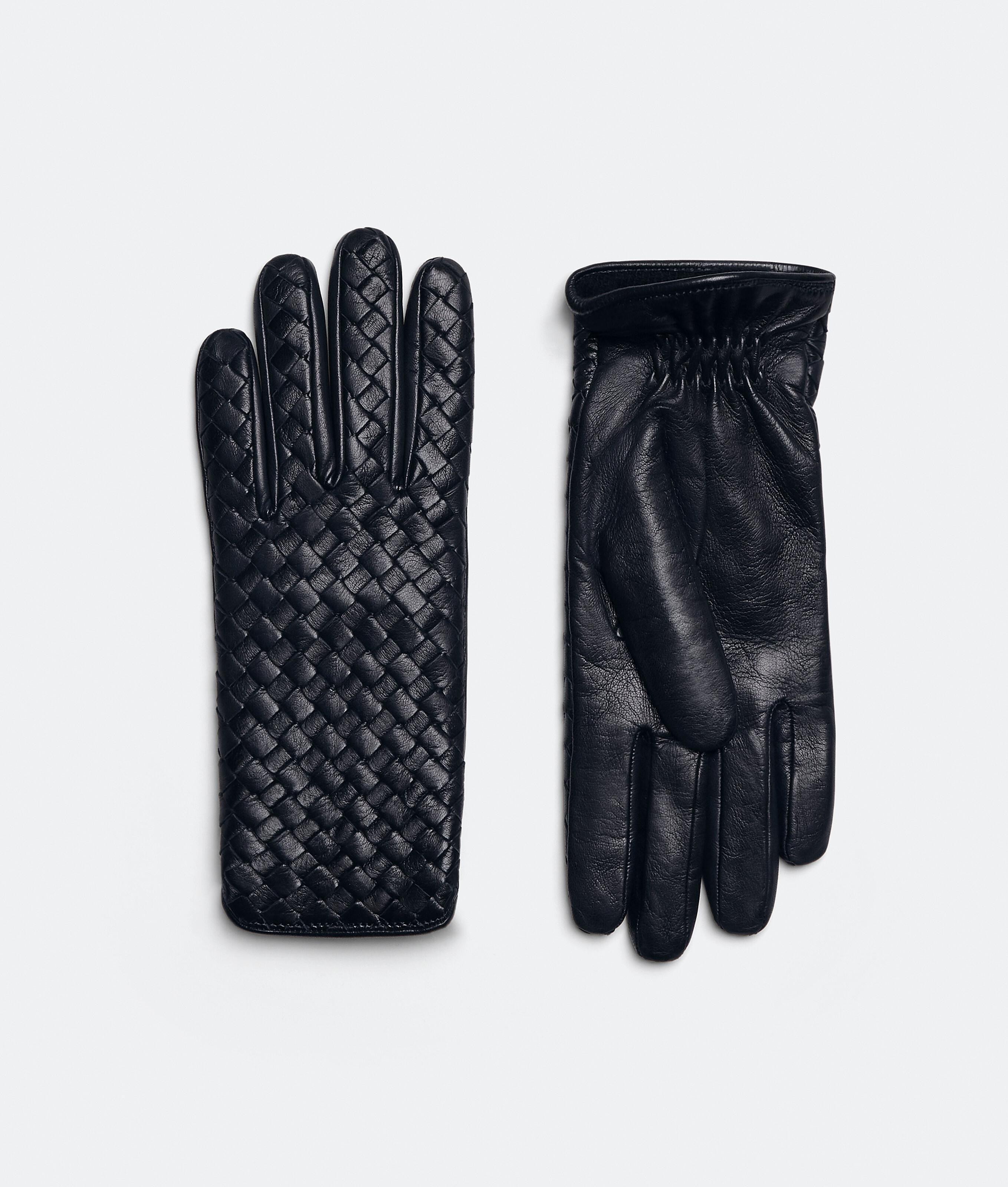 Women's Intrecciato Leather Gloves in Abyss Product Image