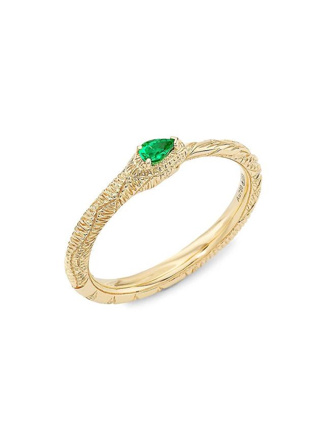 Womens Ouroboros 18K Yellow Gold & Emerald Ring Product Image