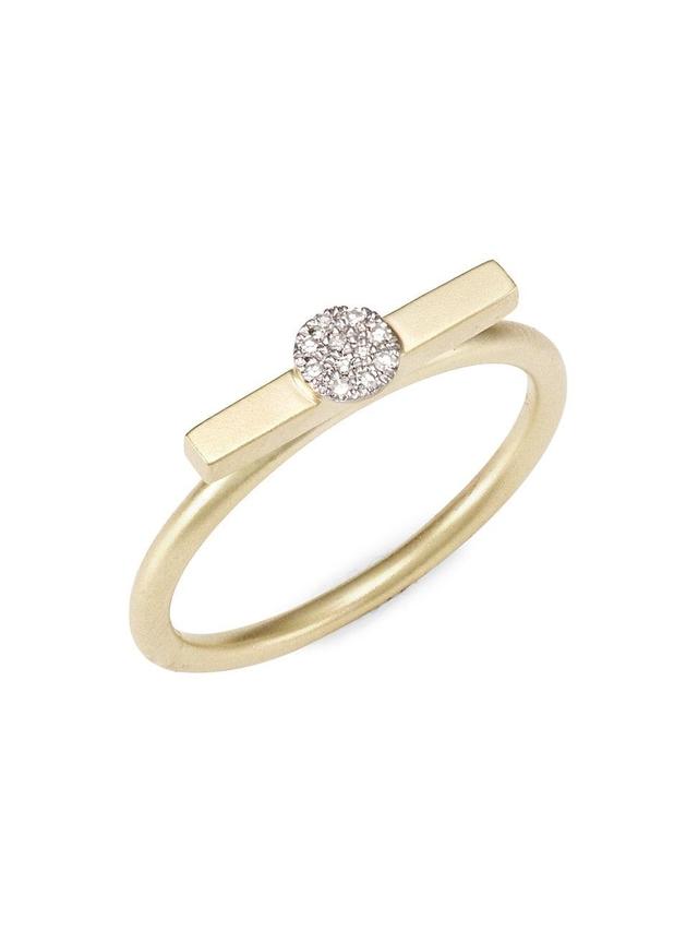 Womens 14K Yellow & White Gold Diamond Disc Ring Product Image