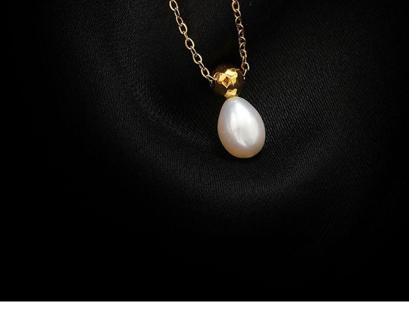 Faux Pearl Pendant Stainless Steel Necklace Product Image