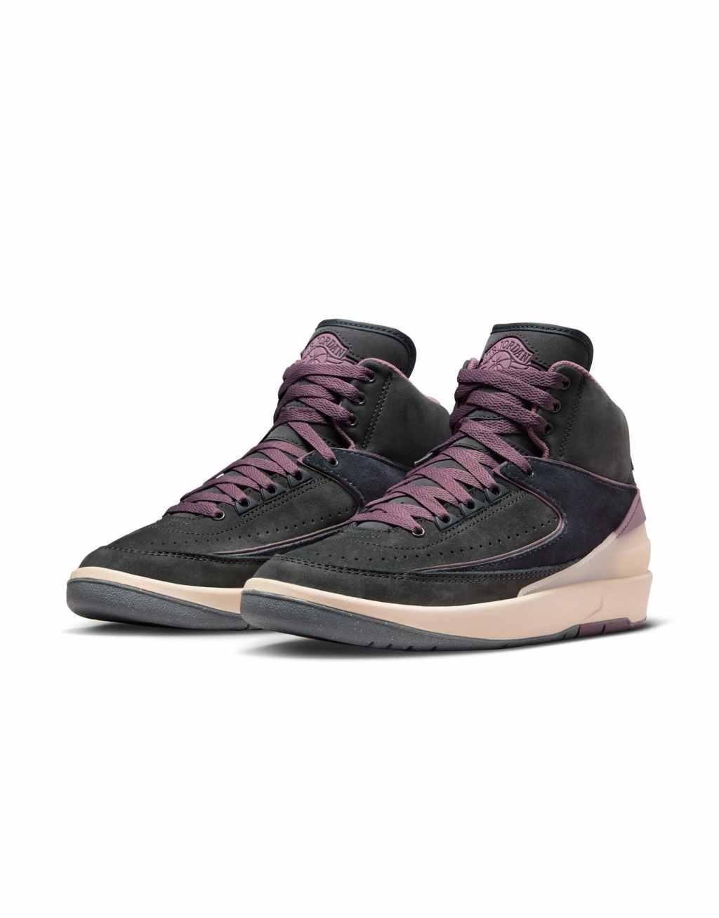 Nike Air Jordan 2 Retro sneakers in black and mauve  Product Image