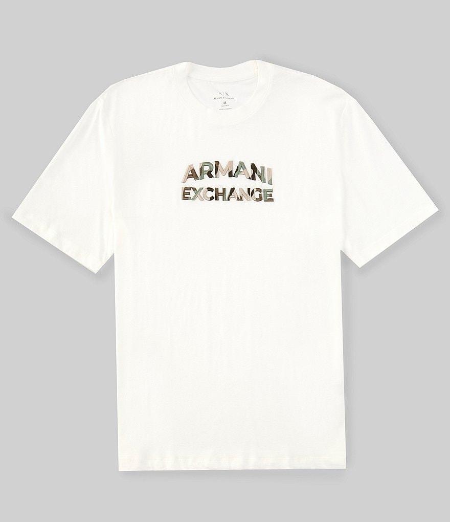 Armani Exchange Embroidered Camo Text Logo Short Sleeve T-Shirt Product Image