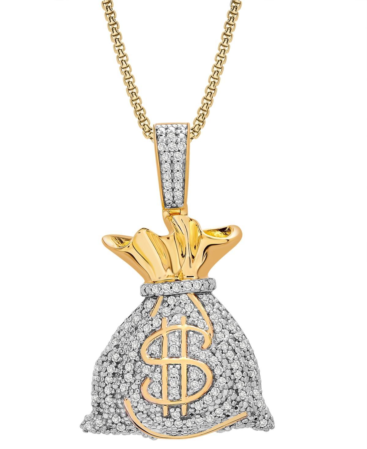 Mens Diamond MoneyBag 22 Pendant Necklace (1/2 ct. t.w.) in 14k Gold-Plated Sterling Silver Product Image